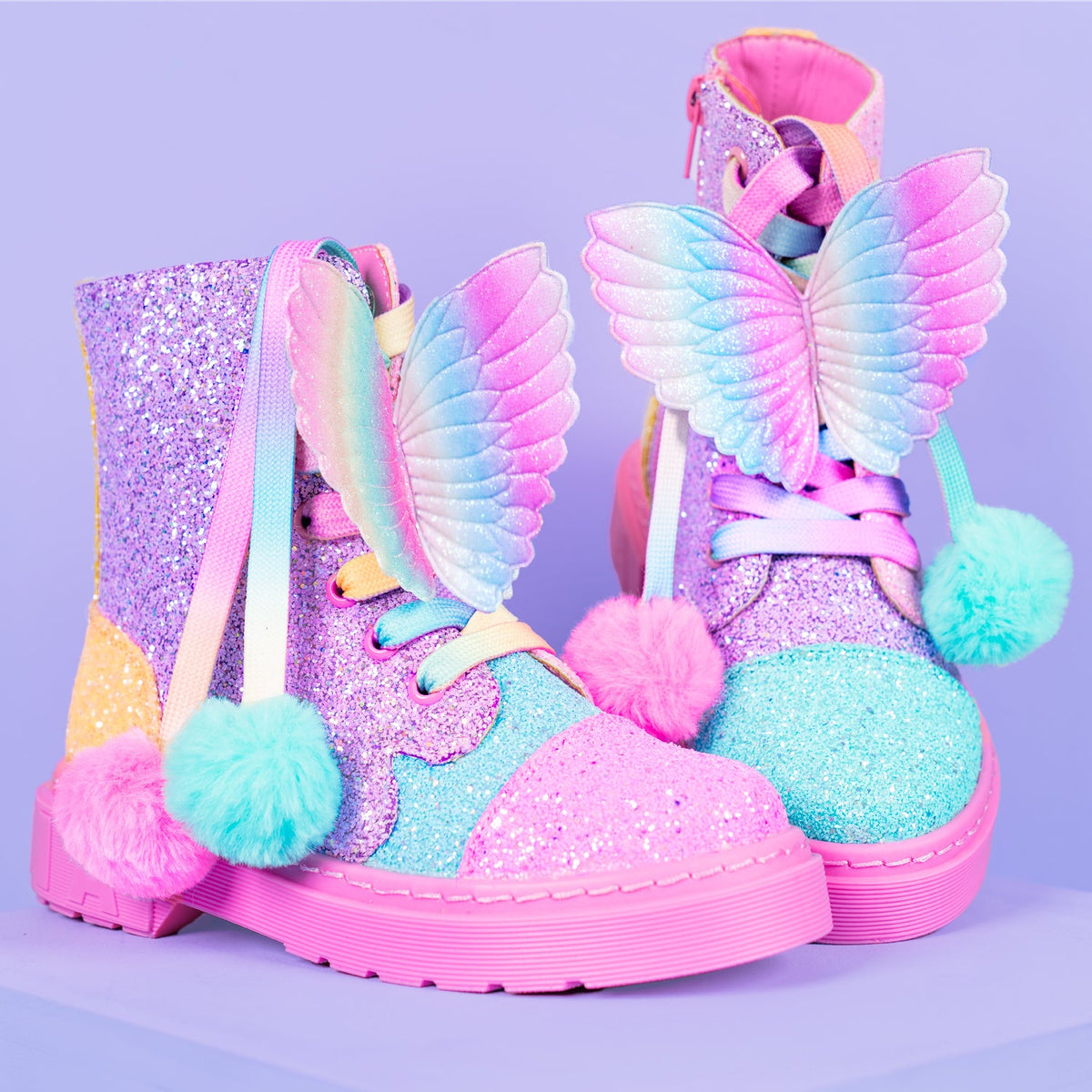 SAPATOS BRILHANTES ARCO-ÍRIS